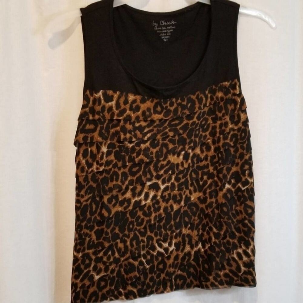 CHICO'S leopard printed ruffled tank top size 1‎ medium